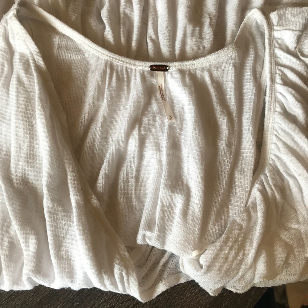 Free People White Ruffle Top Small - Picture 5 of 6